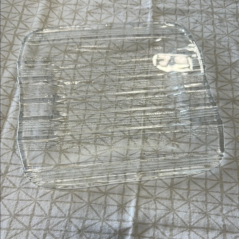 Crate&Barrel Helsinki Clear Glass Square Plate - Made in Italy